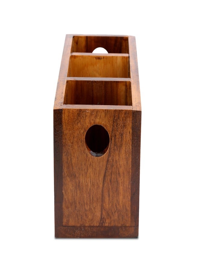 ROSTON Cutley Holder for Kitchen Dining Table Hotel Teak Wood Premium Kitchen Accessories (3 Compartment)24L x 9.5W x 10H cm), Brown - Image 3