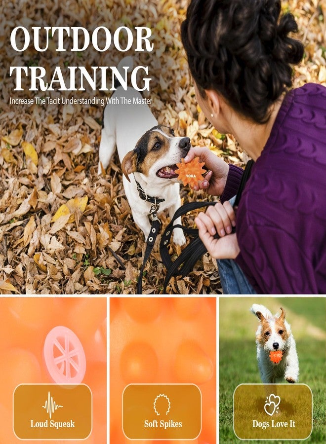Voila Spiky Dog Toy Ball with Ring, Durable & Chew-Resistant Interactive Toy for Dogs, Fun Fetch & Tug Toy for Extra Small & Small Dogs (Pack of 1) Orange - Image 4