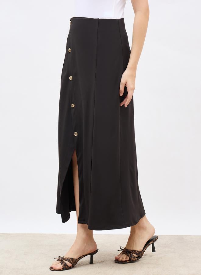 ستايلي تنورة ماكسي - بياقة ملفوفة وأزرار - Image 3