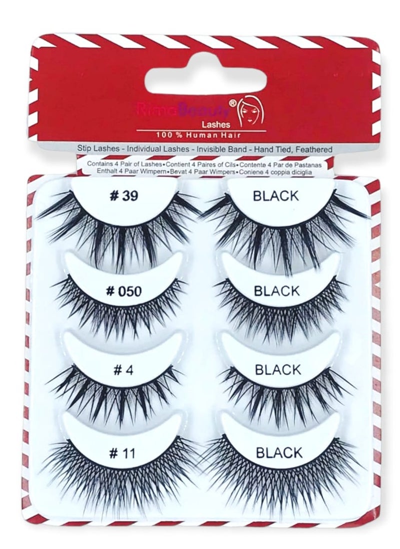 Rima Beauty Lashes - Human HAIR Black 4 IN 1 # 39 # 050 # 4  # 11 - Image 1