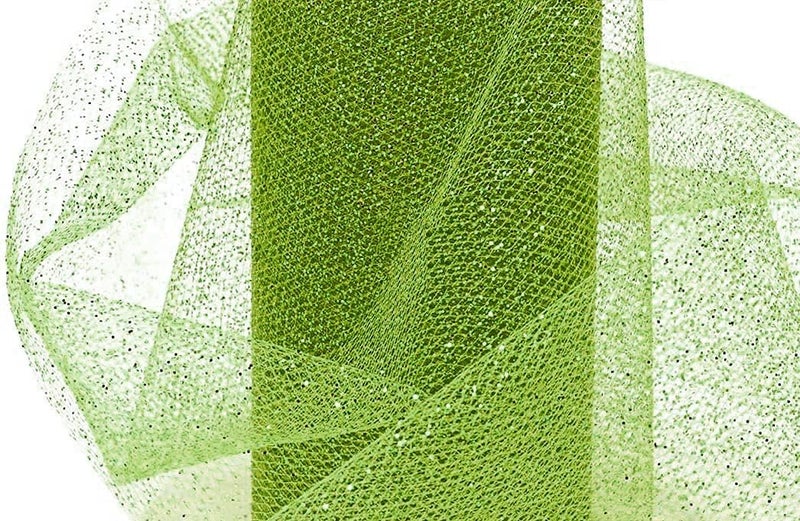 ProKart Premium Net Fabric Mesh Solid Glitter Cloth for Flower Bouquet, Trousseau Packing, Fabric for Gift Wrapping, Party Hall Decor, Sweet Boxes, Gift Decoration (10 Meters, Green Gold) - Image 1