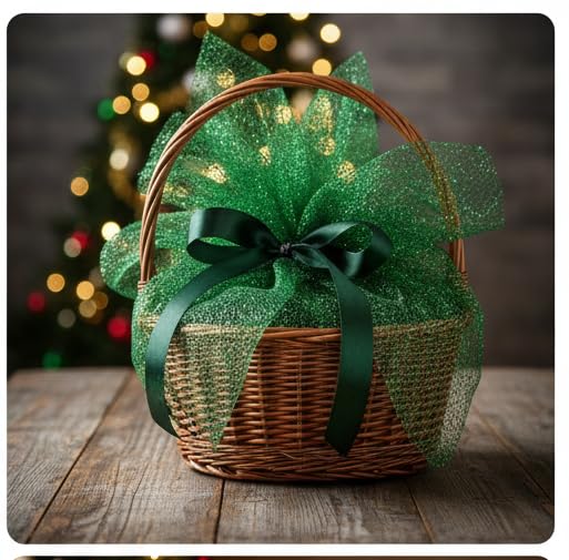 ProKart Premium Net Fabric Mesh Solid Glitter Cloth for Flower Bouquet, Trousseau Packing, Fabric for Gift Wrapping, Party Hall Decor, Sweet Boxes, Gift Decoration (10 Meters, Green Gold) - Image 3