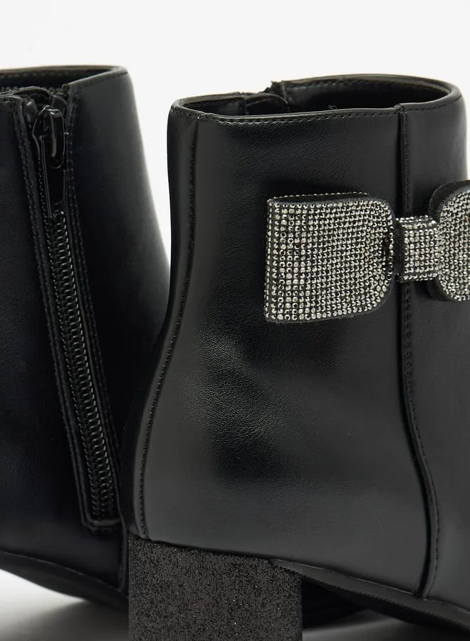 Celeste Girls Solid Boots with Side Bow