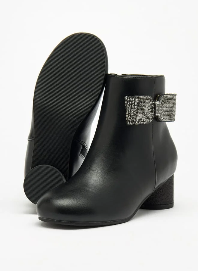 Celeste Girls Solid Boots with Side Bow