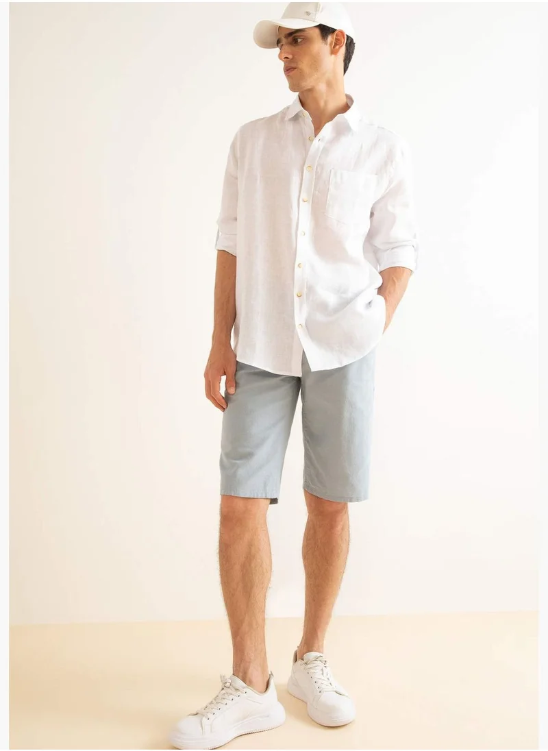 ديفاكتو Basic Linen Bermuda Shorts