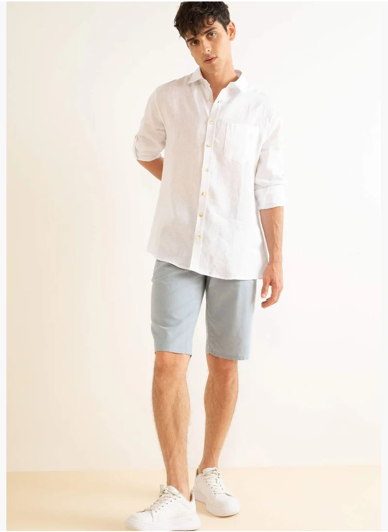 DeFacto Basic Linen Bermuda Shorts