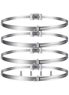 Oudain Oudain 4 Pack Sign Mounting Bracket for Larger Poles Adjustable Pole Clamps Road Sign Band Bracket 4 to 15" Metal Street Sign Bracket Hardware Propane Tank Bracket for Round Square Telephone Pole Rod  - Image 1