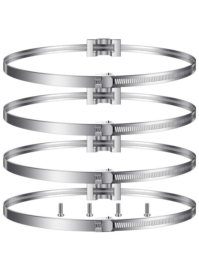 اودين مجموعة من 4 حوامل تثبيت لافتات من Oudain للأعمدة الكبيرة ومشابك الأعمدة القابلة للتعديل وحامل شريط لافتات الطرق من 4 إلى 15 بوصة وحامل معدني لعلامات الشوارع وحامل خزان البروبان لقضيب عمود الهاتف المستدير والمربع - Image 1