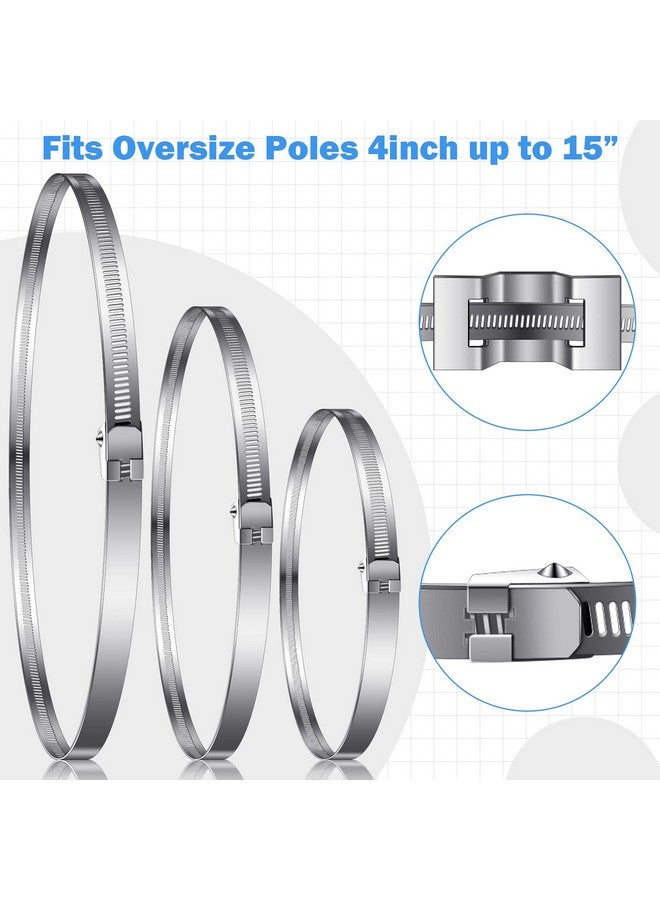 اودين مجموعة من 4 حوامل تثبيت لافتات من Oudain للأعمدة الكبيرة ومشابك الأعمدة القابلة للتعديل وحامل شريط لافتات الطرق من 4 إلى 15 بوصة وحامل معدني لعلامات الشوارع وحامل خزان البروبان لقضيب عمود الهاتف المستدير والمربع - Image 3