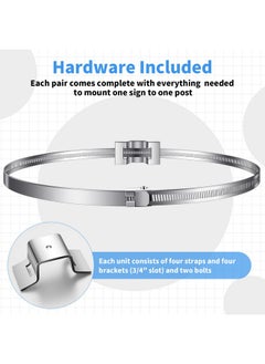 Oudain Oudain 4 Pack Sign Mounting Bracket for Larger Poles Adjustable Pole Clamps Road Sign Band Bracket 4 to 15" Metal Street Sign Bracket Hardware Propane Tank Bracket for Round Square Telephone Pole Rod  - Image 4