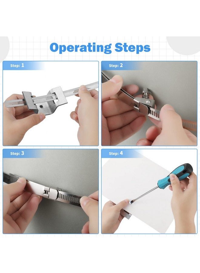 اودين مجموعة من 4 حوامل تثبيت لافتات من Oudain للأعمدة الكبيرة ومشابك الأعمدة القابلة للتعديل وحامل شريط لافتات الطرق من 4 إلى 15 بوصة وحامل معدني لعلامات الشوارع وحامل خزان البروبان لقضيب عمود الهاتف المستدير والمربع - Image 5
