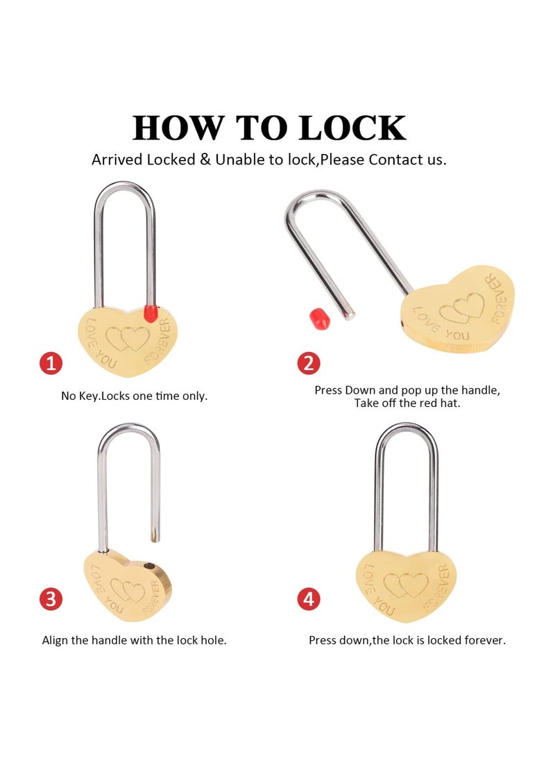 ماركة غير محددة - Love Lock Without Key, Solid Brass Heart Lock, Engraved Love You Forever Padlocks for Wedding, Anniversary, 's Day, Travel, 2Pcs - Image 1
