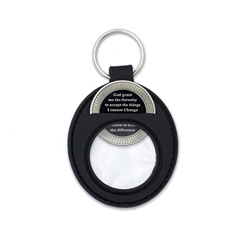 The Token Shop AA Coin Holder Keychain | Displays Both Sides of Sobriety Chips, Medallions, Recovery Coins, and Tokens | Also Fits Apple Airtag | Waterproof Scratchproof Soft Silicone Key Ring (Black) - Image 4