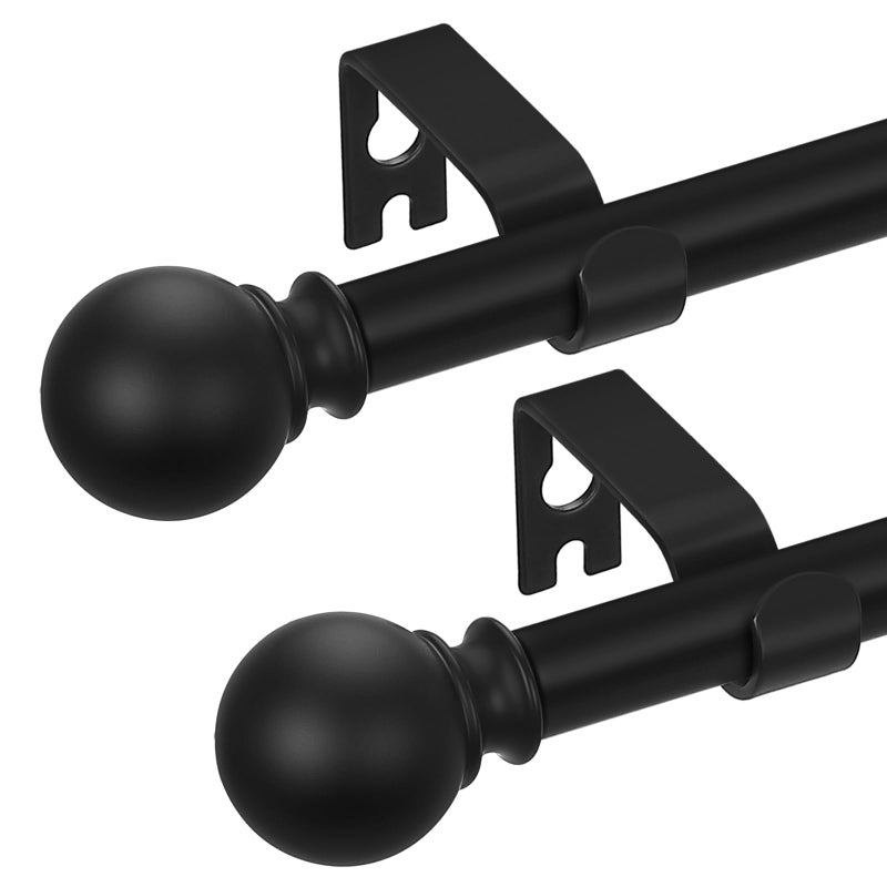 2 Pack Black Curtain Rods 18 to 60 Inches155 Feet58 inch Splicing Drapery RodsSmall Curtain Rods SetSize 1860Matte Black
