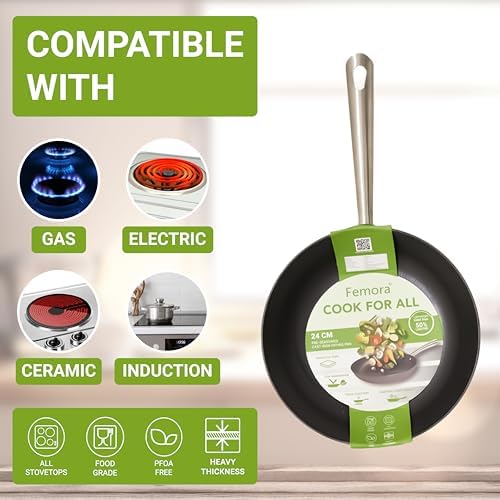 Femora Preseasoned Cast Iron 24 Cm Fry Pan, Non Toxic And Coating, Pack Of 1 - Black - Image 3