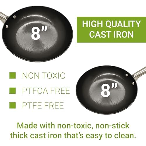 Femora Preseasoned Cast Iron 24 Cm Fry Pan, Non Toxic And Coating, Pack Of 1 - Black - Image 2