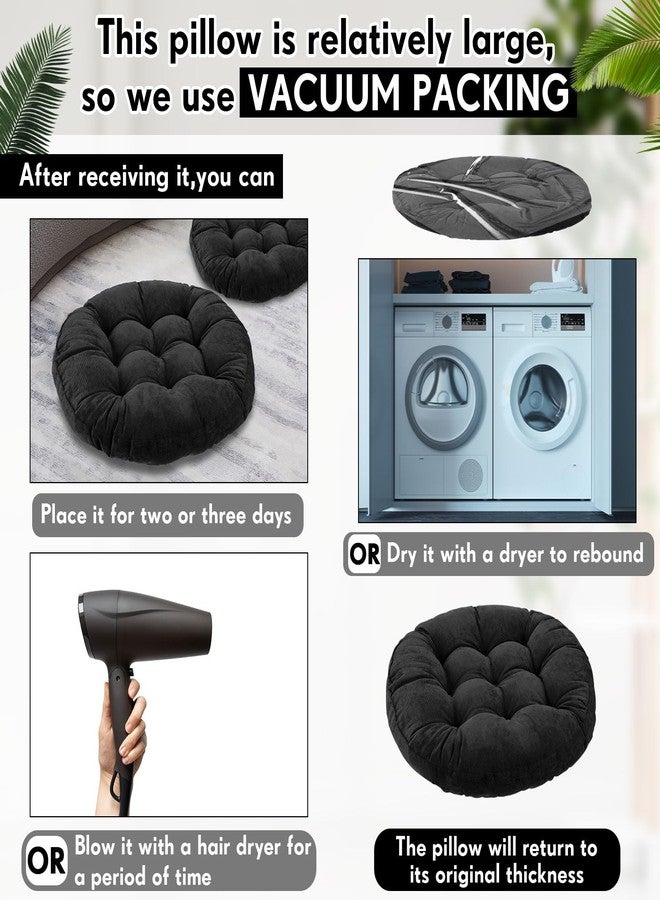 جيريفي وسائد أرضية من جيريفاي، مقاس 22 × 22 بوصة، دائرية ومربعة، وسادة أرضية كبيرة للتأمل، مناسبة للفصول الدراسية، وجلسات التأمل للكبار، ووسادة لحفلات النزهات، ووسادة للجلوس، وهدية لعيد الميلاد (دائرية، سوداء، قطعتان). - Image 5