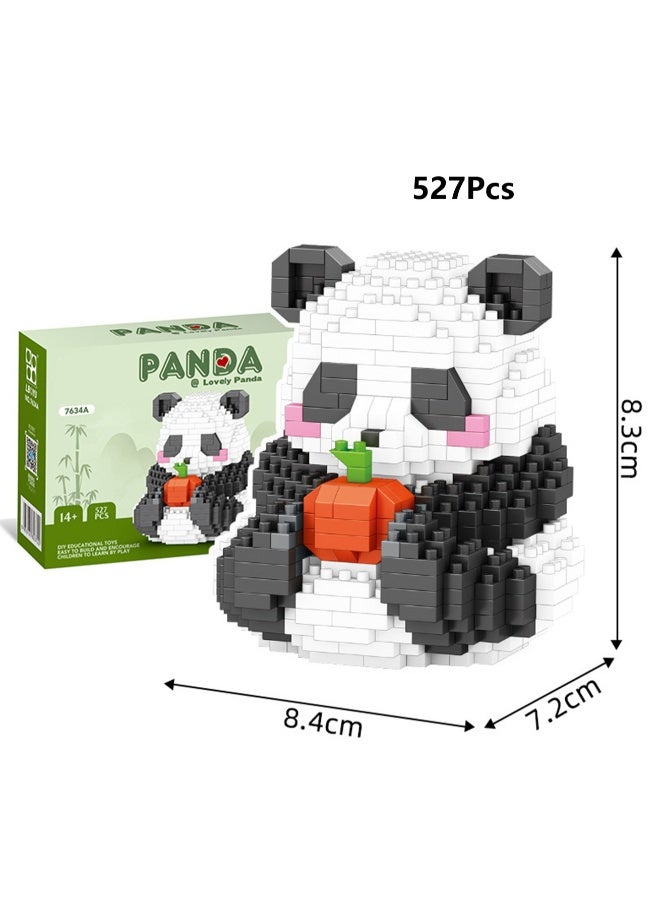 Children's Educational Assembly Toys Miniature Small Particle Building Blocks Panda Flower Self-assembly Model(Panda Eating Apple 527Pcs) - Image 2