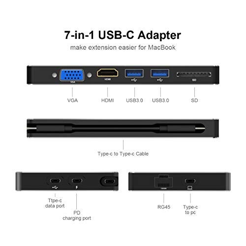4d 7-in-1 USB Hub Multifunction Hub USB- C PD + Data USB Equipment + SD Card + VGA +RJ45 + HDMI for Microsoft Windows XP/Vista & MAC Above - Image 5
