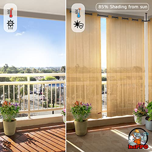 HIPPO Outdoor Balcony Sun, UV & Dust Protection Curtain HDPE Light Filtering 150 GSM Eyelet/Grommet Curtains for Home, Garden, Patio, Varanda, Hotel (Beige, 4.5FTX7.5FT, 2 PC) - Image 2