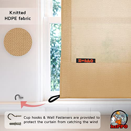 HIPPO Outdoor Balcony Sun, UV & Dust Protection Curtain HDPE Light Filtering 150 GSM Eyelet/Grommet Curtains for Home, Garden, Patio, Varanda, Hotel (Beige, 4.5FTX7.5FT, 2 PC) - Image 5