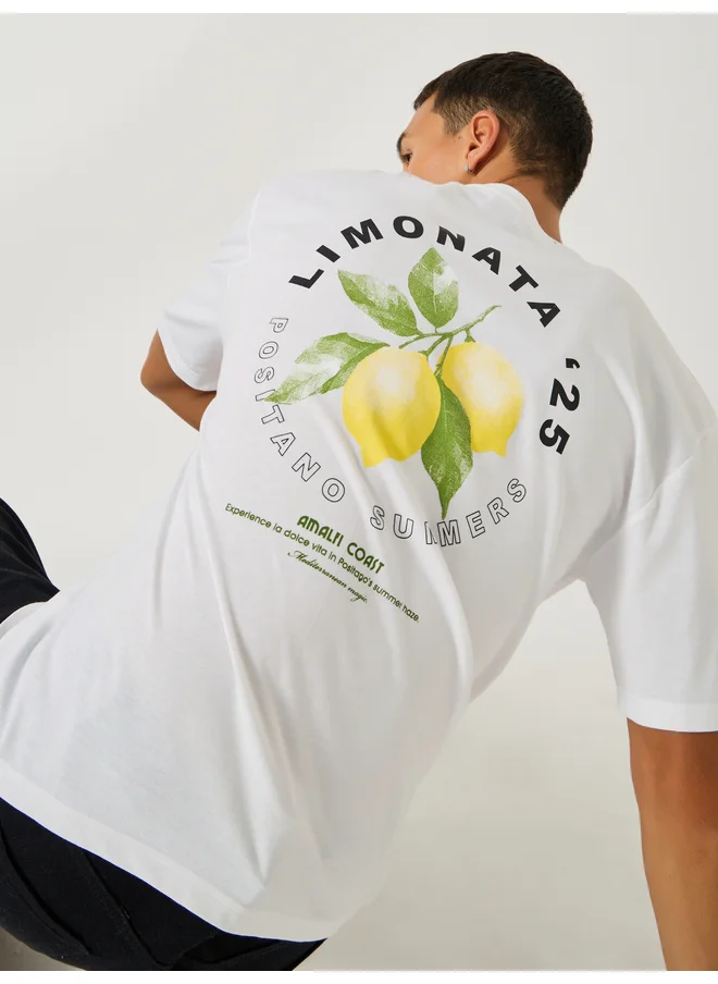 ستايلي Styli Back Graphic Print Short Sleeve Oversized T-Shirt