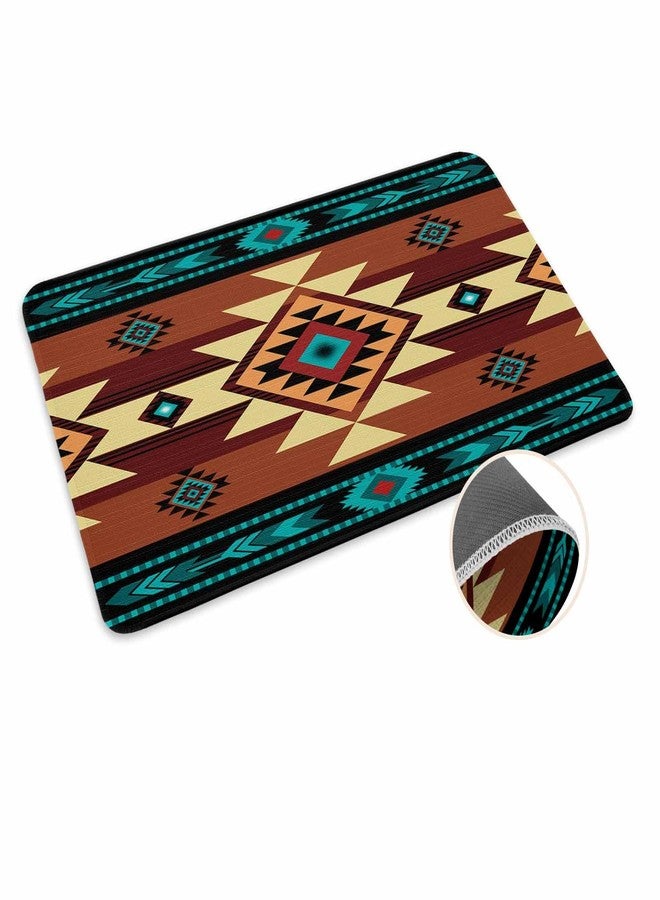 PIEPLE Turquoise Red Doormat Outdoor Entrance 24"x36", Southwest American Native Abstract Pattern Absorb Moisture Dirt Door Mats, Non-Slip Rubber Backing Floor Mats Indoor, Low-Profile Front Door Rugs - Image 2
