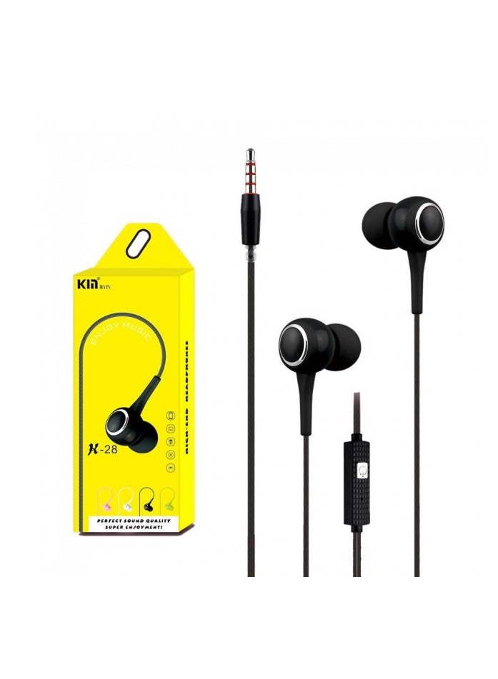 Kin K-28 Wired Earphone with 10mm Speaker and 130cm Cable - Image 1