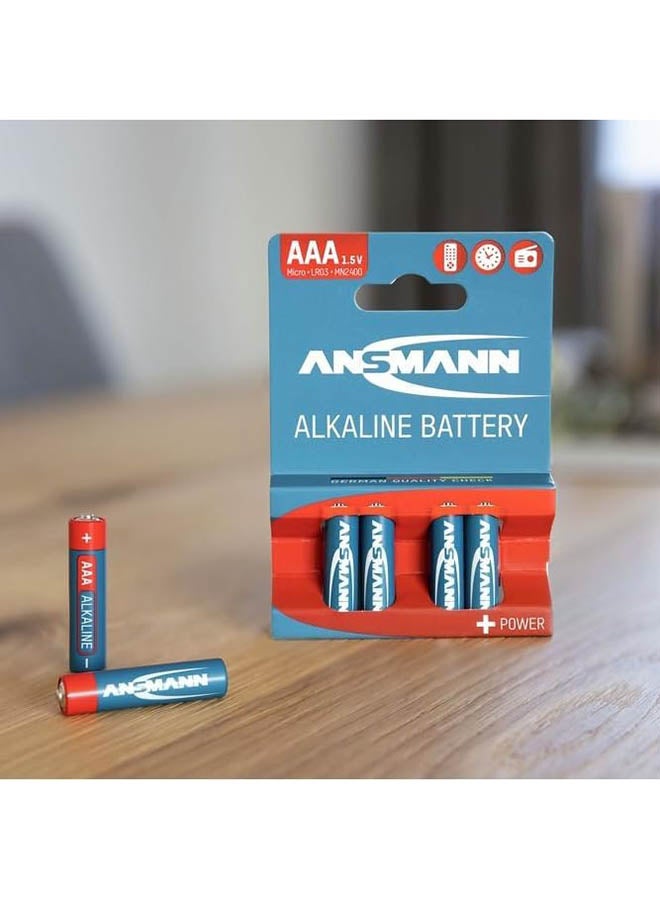 ANSMANN بطارية قلوية Lr03 ميكرو AAA 1.5 فولت للاستخدام العام ساعة حائط جهاز تحكم عن بعد مصباح ضوء منزلي ألعاب مكتبية 5 سنوات مدة الصلاحية (عبوة من 4) - Image 3