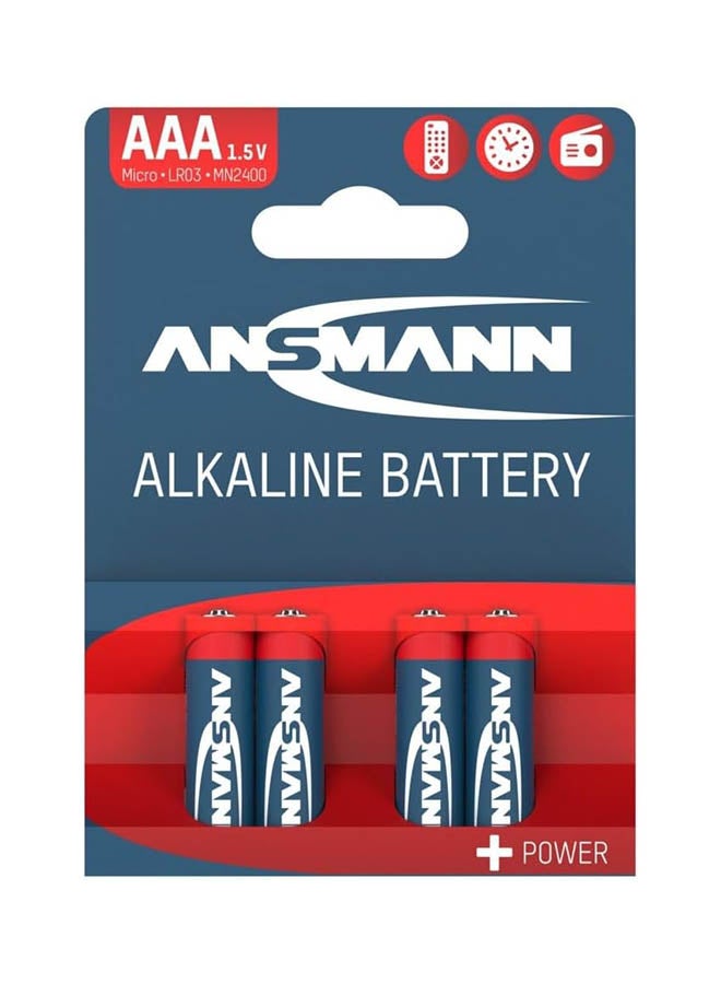 ANSMANN بطارية قلوية Lr03 ميكرو AAA 1.5 فولت للاستخدام العام ساعة حائط جهاز تحكم عن بعد مصباح ضوء منزلي ألعاب مكتبية 5 سنوات مدة الصلاحية (عبوة من 4) - Image 2