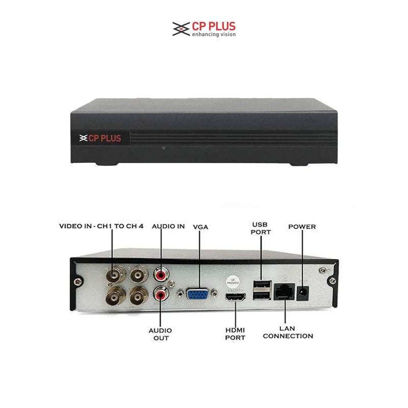 Clocite CP Plus illumax 2.4MP 4 Channel DVR, 2.4MP 1 Dome & 2 Bullet Cameras [Color Night Vision + Built-in Audio MIC + Smart Dual Light + Motion Detection] + 1 TB HDD + 4 CH SMPS + CCTV Cable + BNC/DC - Image 5