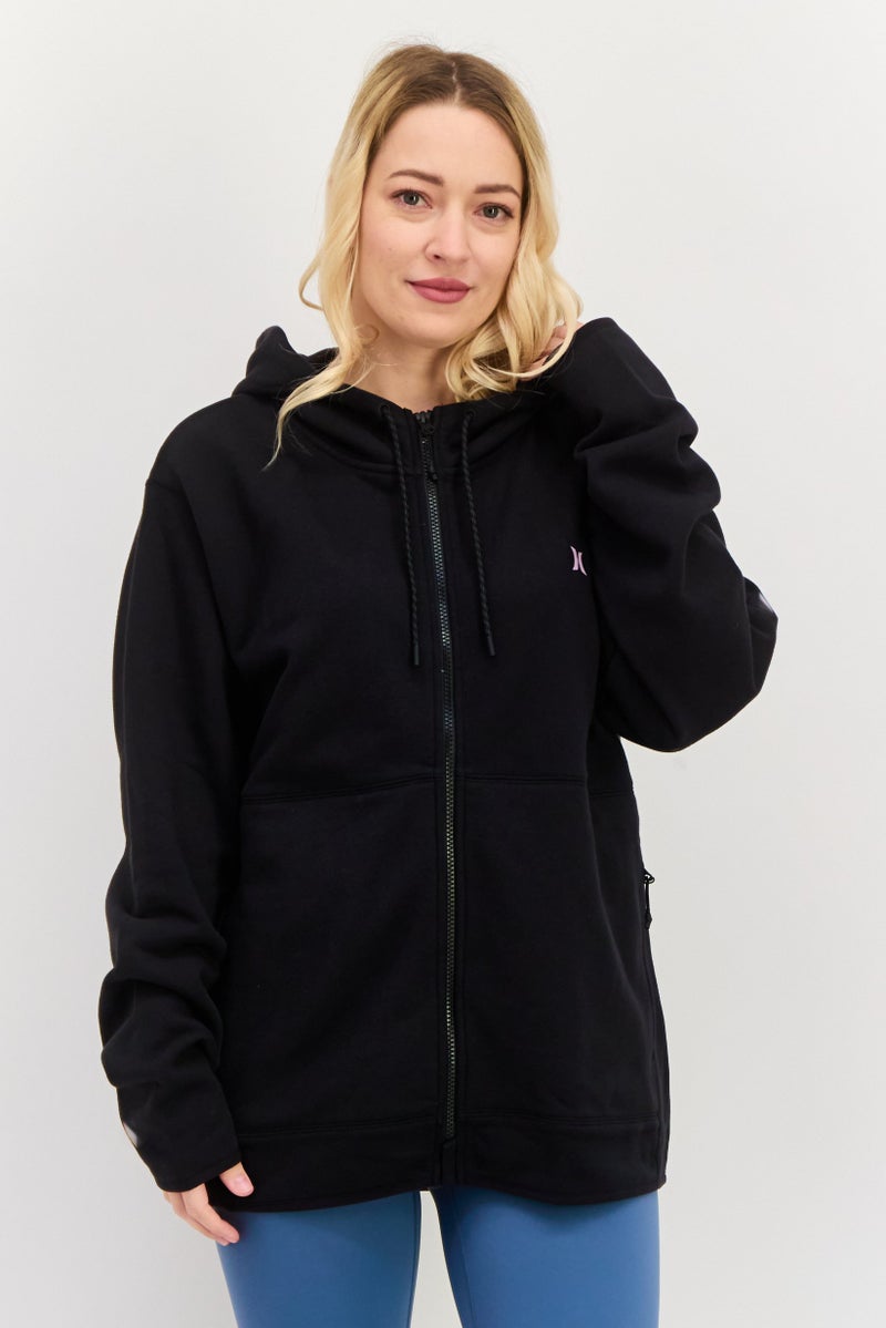 Hurley ملابس رياضية نسائية بأكمام طويلة مناسبة للخارج، سوداء - Image 1