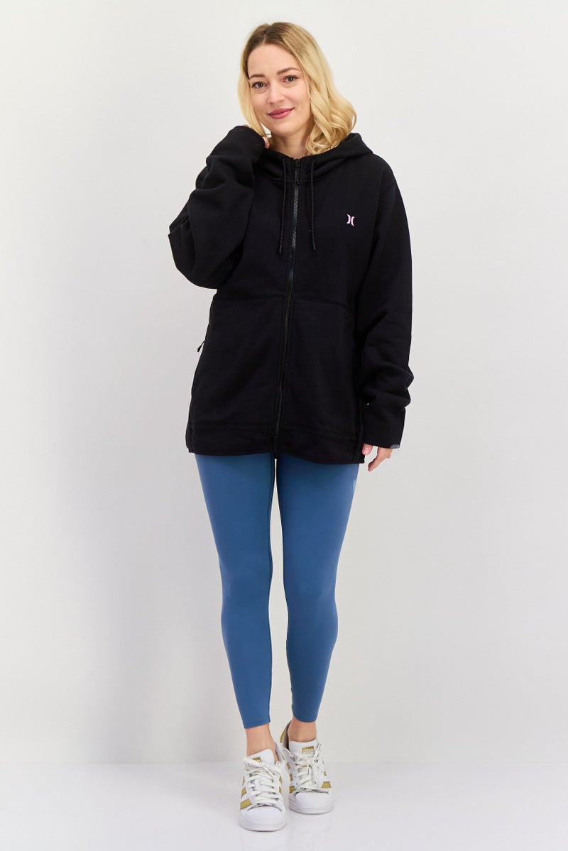 Hurley ملابس رياضية نسائية بأكمام طويلة مناسبة للخارج، سوداء - Image 2