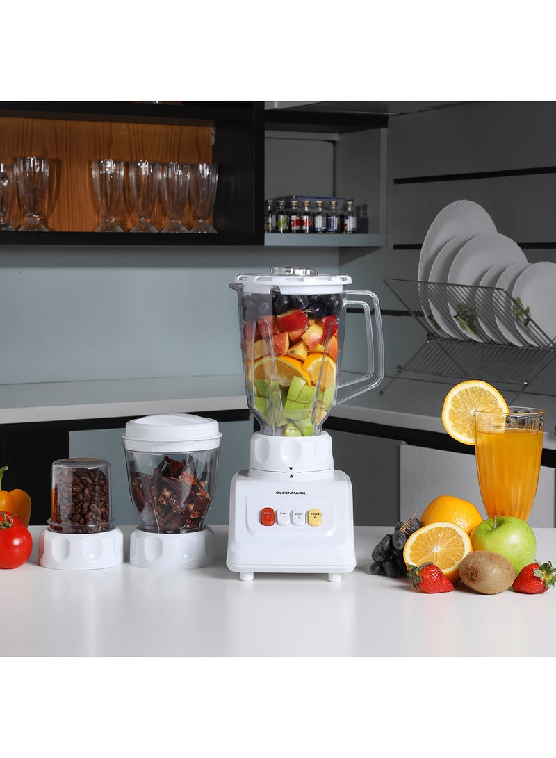 أولسنمارك طقم 3 في 1 مكوّن من عصارة وخلاط وقطاعة 1.5 L 600 W OMSB2054S أبيض/ شفاف - Image 4