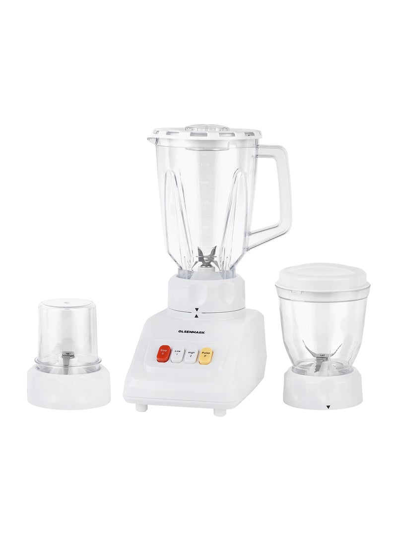أولسنمارك طقم 3 في 1 مكوّن من عصارة وخلاط وقطاعة 1.5 L 600 W OMSB2054S أبيض/ شفاف - Image 2