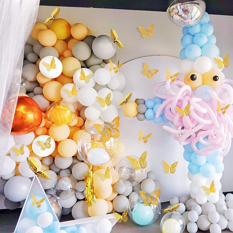 Buransh 3D Butterfly Home Decor Shimmer Golden Butterflies Set of 12 with Sticking Pad 36 - Image 4