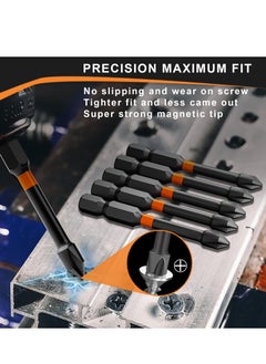 SYOSI Screwdriver Bit 6Pcs Magnetic Screwdriver Driver Bits Set 25-150mm Long Impact Phillips Screwdriver Bit Non-Slip Drill Head Bits Screw Extractor Cross Slot Screwdriver for Power Screwdriver Black  - Image 4