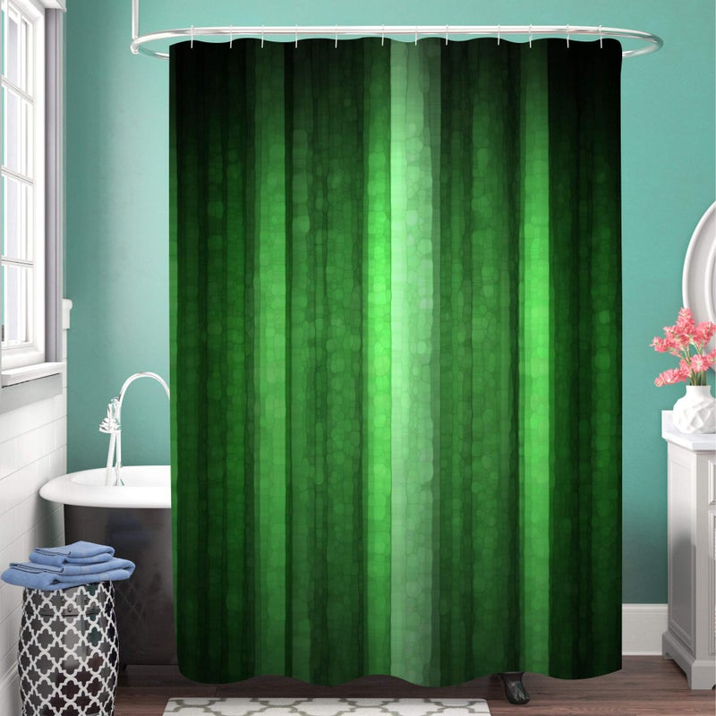 Gibelle Green Striped Shower Curtain Emerald Green Dark Green Neon Fabric Shower Curtain Set with Hooks Ombre Abstract Modern Art Bath Curtain Waterproof Shower Curtains for Bathroom Decor 72 x 72