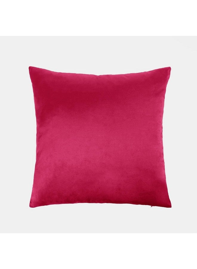 Stuffique Stuffique Velvet Solid Plain Cushion Cover 16 inch x 16 inch Set of 5 (3 Orange and 2 Pink) - Image 4