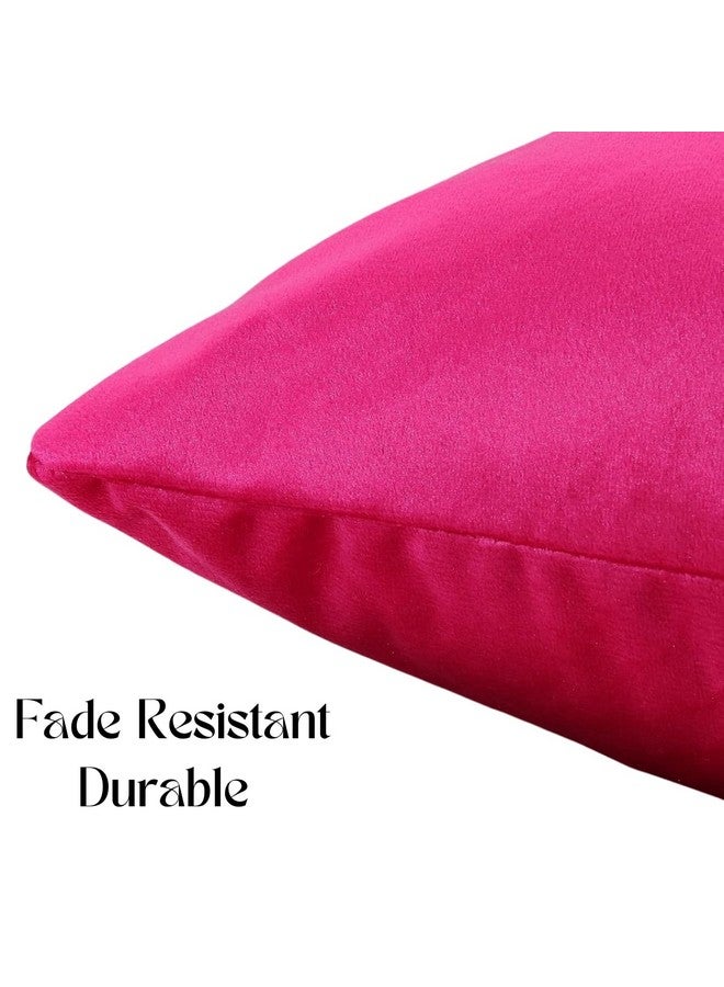 Stuffique Stuffique Velvet Solid Plain Cushion Cover 16 inch x 16 inch Set of 5 (3 Orange and 2 Pink) - Image 5
