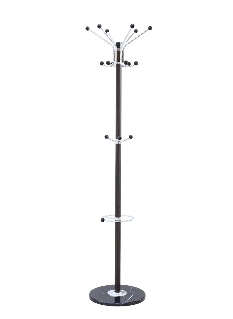 AFT Arfan Metal Coat Rack Stand with Natural Marble Base, Free Standing Hall Tree with 15 Hooks for Hanging Scarf, Bag, Jacket, Home Entry-way Hat Hanger Organizer (Brown)) - Image 2