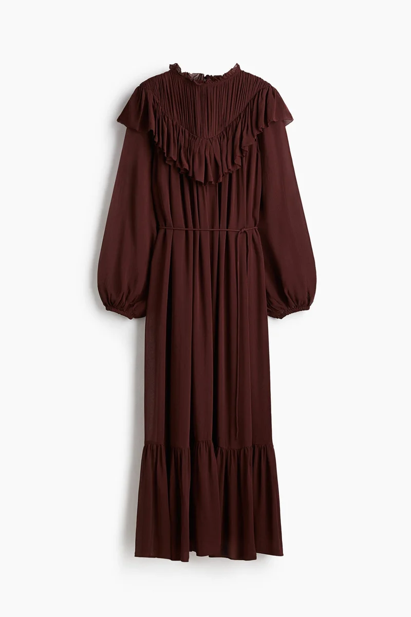 اتش اند ام فستان من الشيفون بتفاصيل مكشكشة