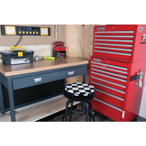 Performance Tool W85023 28-1/2-Inch Checkerboard 360 Degree Swivel Stool, Heavy Duty Steel Frame Is Perfect for Home, Bar and Shop - Image 5