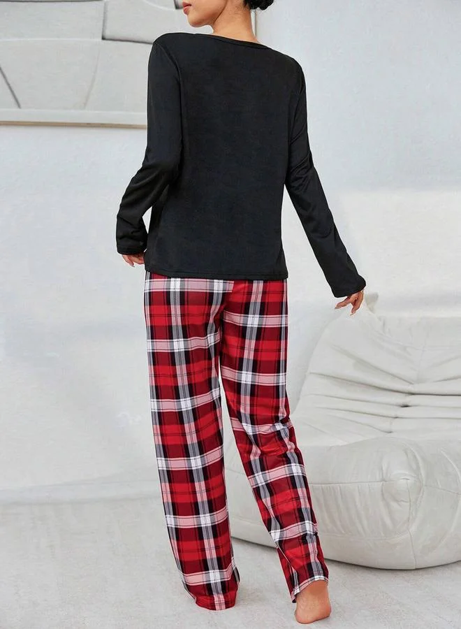 Take Two Take Two Pocket Detail Round Neck T-Shirt and Pyjama Set