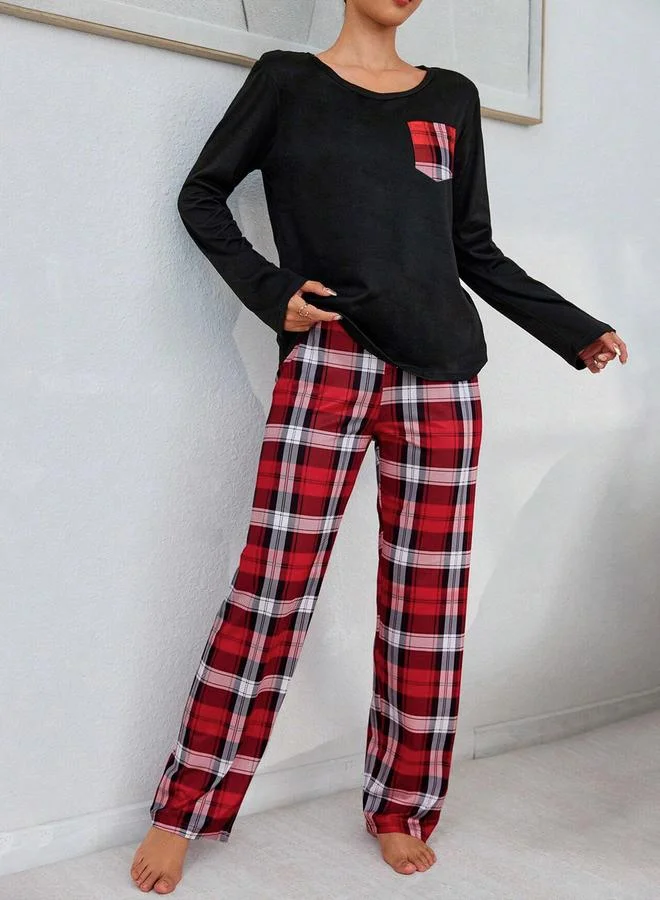 Take Two Multi Take Two Pocket Detail Round Neck T-Shirt and Pyjama Set for Women | Best Price UAE