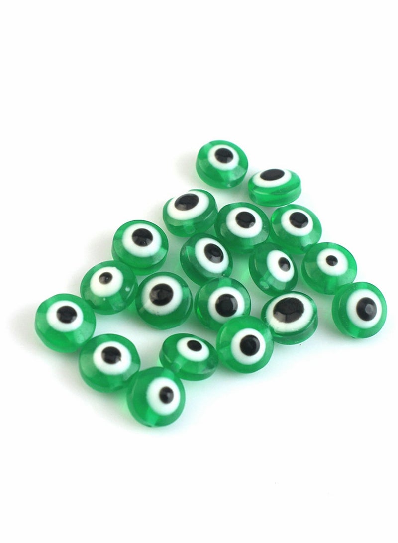Excefore Evil Eye Beads, Round Evil Eye Handmade Resin Beads, Charms Round Evil Eye Spacer Beads Handmade Beads for DIY Jewelry Bracelet Earring Necklace Craft Making, Green, 200 Pcs - Image 2