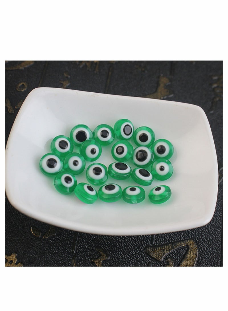 Excefore Evil Eye Beads, Round Evil Eye Handmade Resin Beads, Charms Round Evil Eye Spacer Beads Handmade Beads for DIY Jewelry Bracelet Earring Necklace Craft Making, Green, 200 Pcs - Image 4