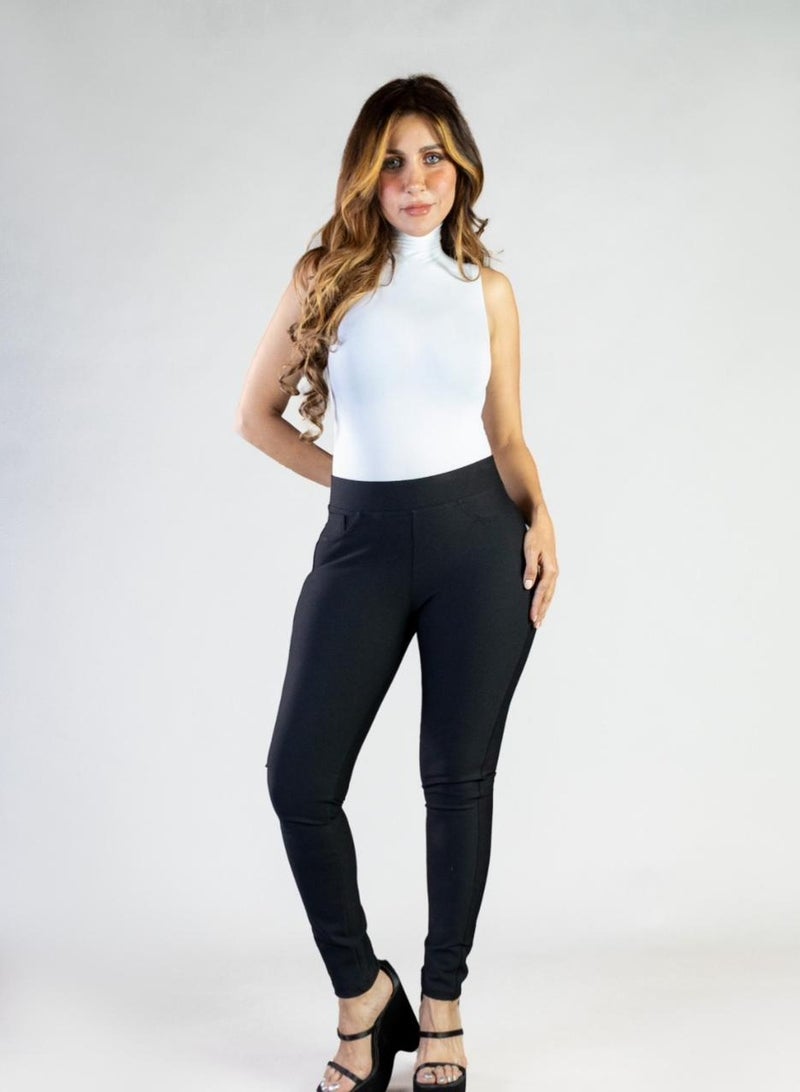 Black High Waist Skinny Leggings - Image 2