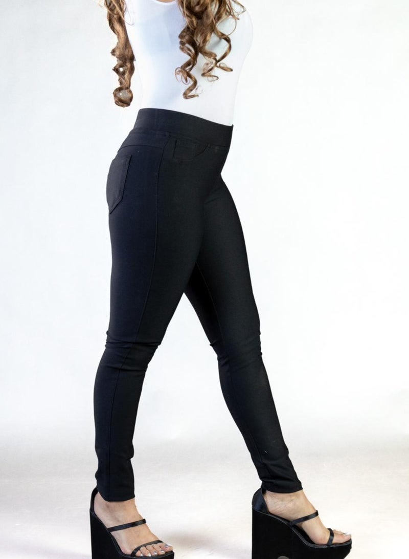 Black High Waist Skinny Leggings - Image 3