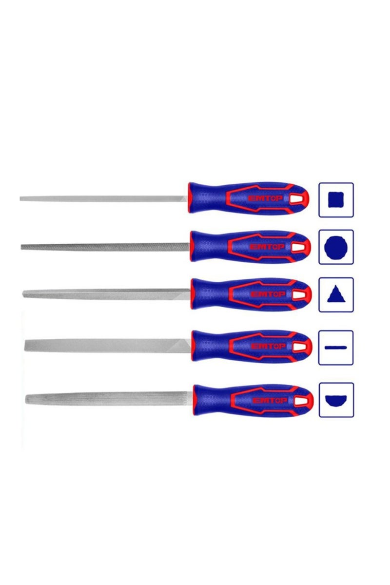EMTOP 5-Piece 8-Inch File Set | Professional Performance for Precision Metal Grinding and Shaping, Your Perfect Choice for Blacksmithing, Smoothing, and Engineering Shaping with Perfect Precision